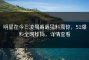 明星在今日凌晨遭遇猛料震惊，51爆料全网炸锅，详情查看