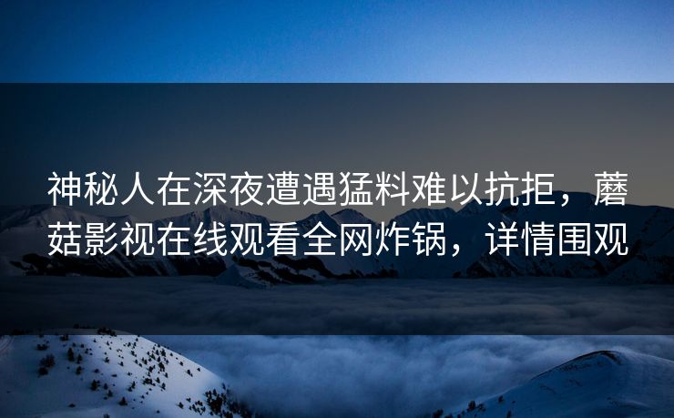 神秘人在深夜遭遇猛料难以抗拒，蘑菇影视在线观看全网炸锅，详情围观