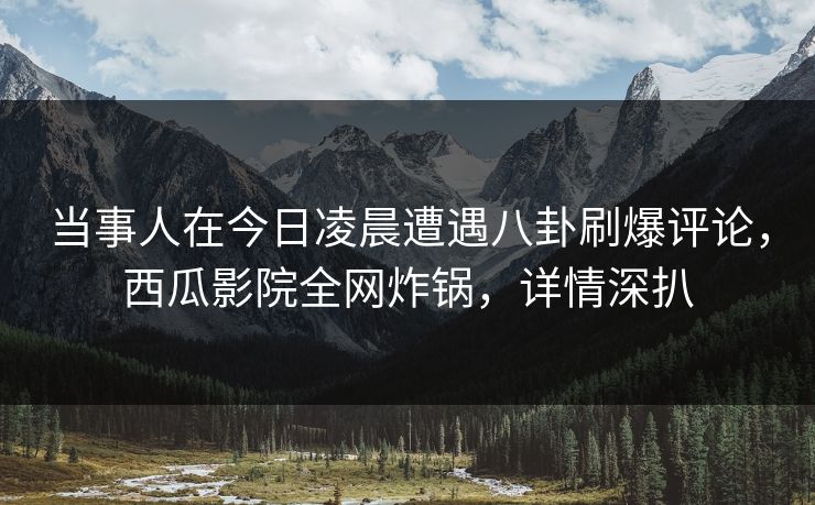 当事人在今日凌晨遭遇八卦刷爆评论,西瓜影院全网炸锅,详情深扒 当事人在今日凌晨遭遇八卦刷爆评论,西瓜影院全网炸锅,详情深扒