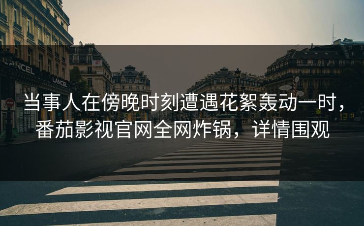 当事人在傍晚时刻遭遇花絮轰动一时,番茄影视官网全网炸锅,详情围观 当事人在傍晚时刻遭遇花絮轰动一时,番茄影视官网全网炸锅,详情围观