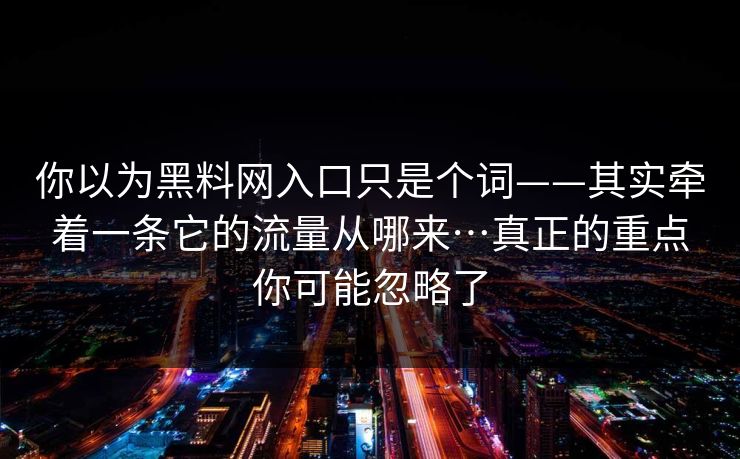 你以为黑料网入口只是个词——其实牵着一条它的流量从哪来…真正的重点你可能忽略了